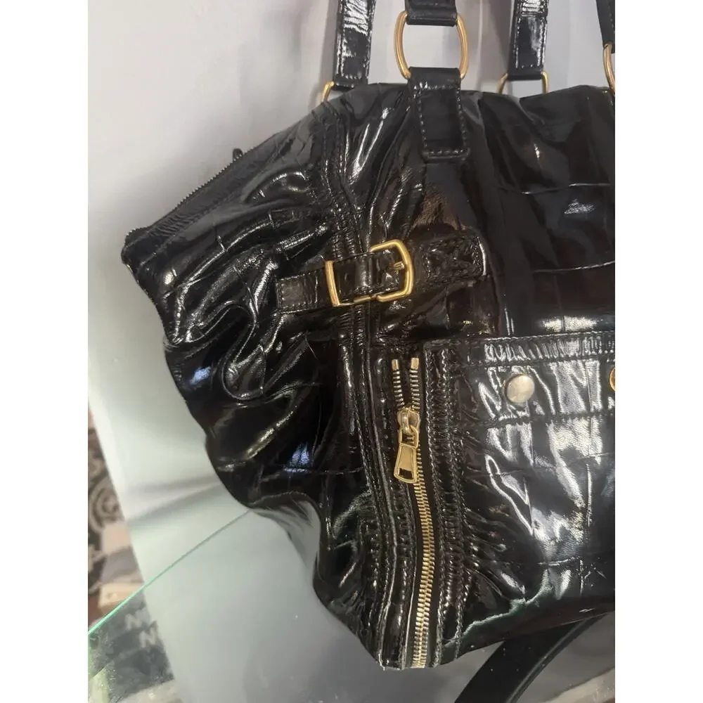 Yves Saint Laurent Rare Downtown Black Patent Leather Tote Bag Hand Bag - Picture 3 of 14